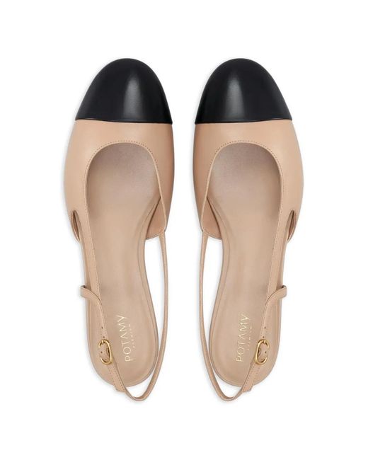 POTAMY Natural Two-Tone Slingback Ballet Flats