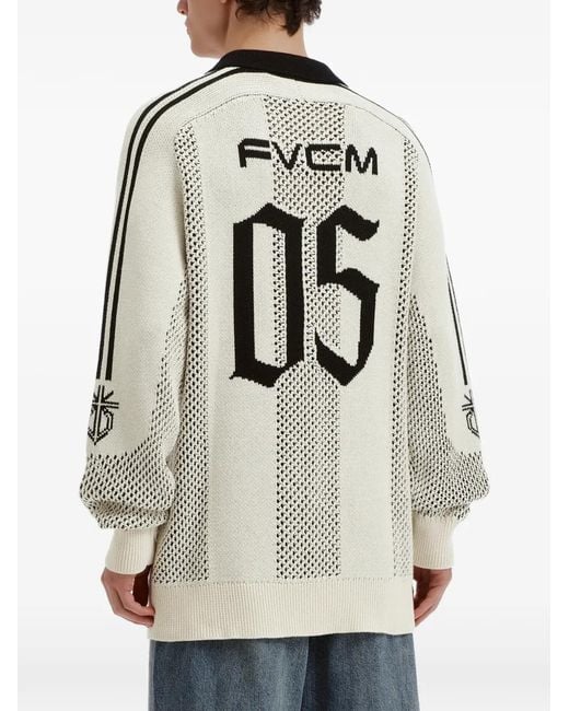 FIVE CM Intarsia Trui in het White voor heren