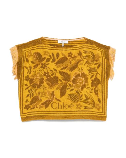 Chloé Yellow Boat-Neck Jacquard Top