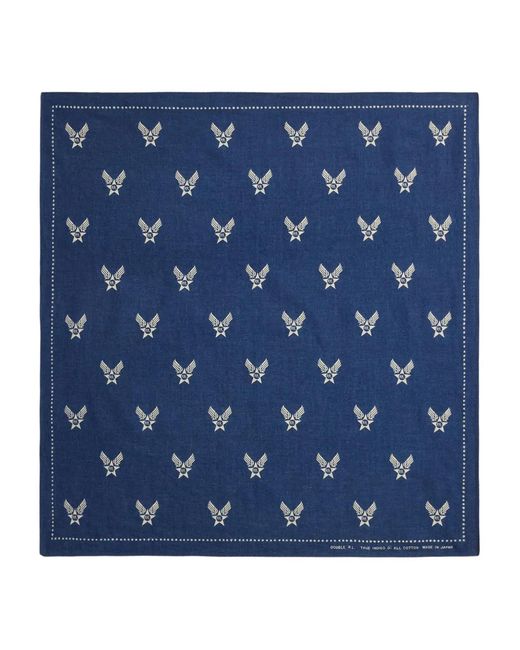 RRL Blue Star-Pattern Square Scarf for men