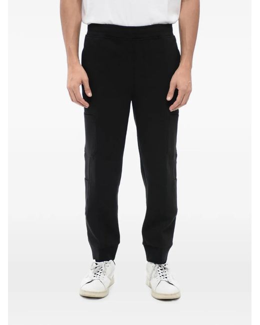 Neil Barrett Black Drawstring-Waist Cotton Cargo Track Pants for men