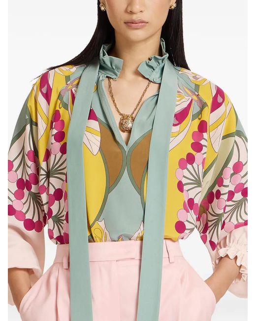 LaDoubleJ Pink Cerere Ruffled Pussy-Bow Blouse