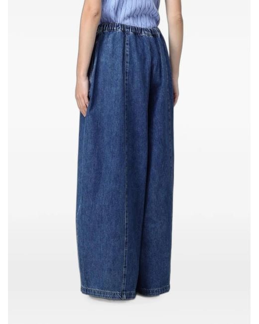 MEIMEIJ Blue Pantalon Ample À Taille Élastiquée