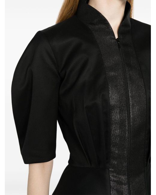 Saiid Kobeisy Black Tulle-panel Ruffled Skirt Suit