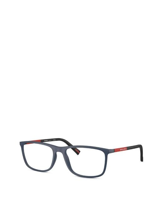 Prada Linea Rossa Blue Rectangle-Frame Glasses for men