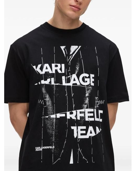 Karl Lagerfeld Black Graphic Cotton T-Shirt for men