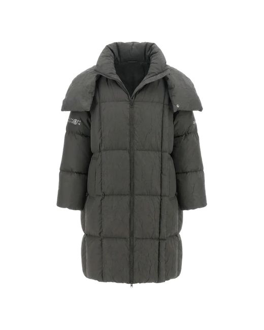 MM6 by Maison Margiela Gray Quilted Hooded Puffer Coat