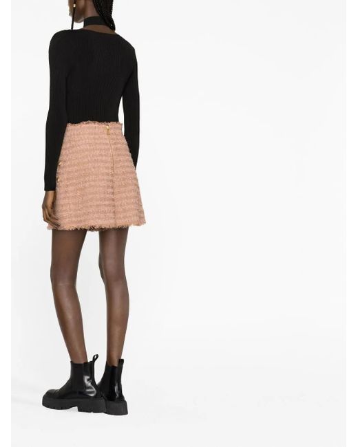 Balmain Brown Button-embossed Tweed Shorts