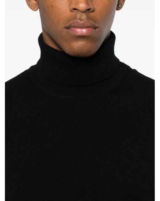 Fedeli Black Turtleneck Cashmere Sweater for men