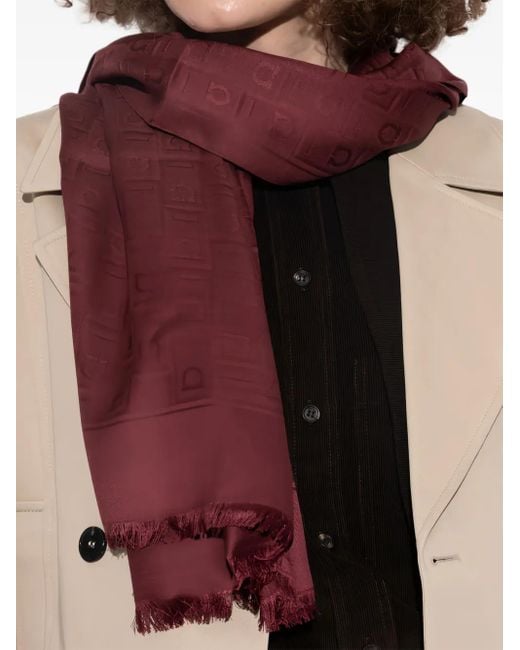 Ferragamo Red Logo-Pattern Scarf
