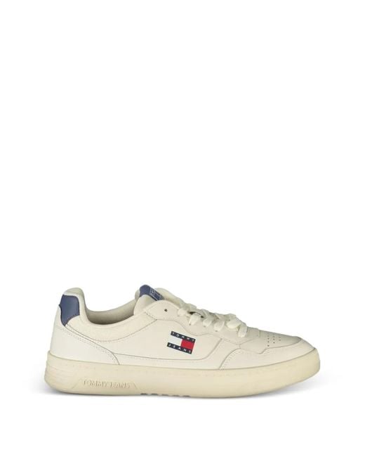 Tommy Hilfiger White Logo-Patch Lace-Up Sneakers for men