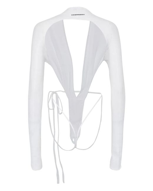 DSquared² White Open-Back Bodysuit