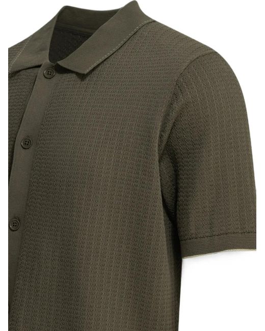 NN07 Green Nalo Textured-Knit Button-Up Shirt for men