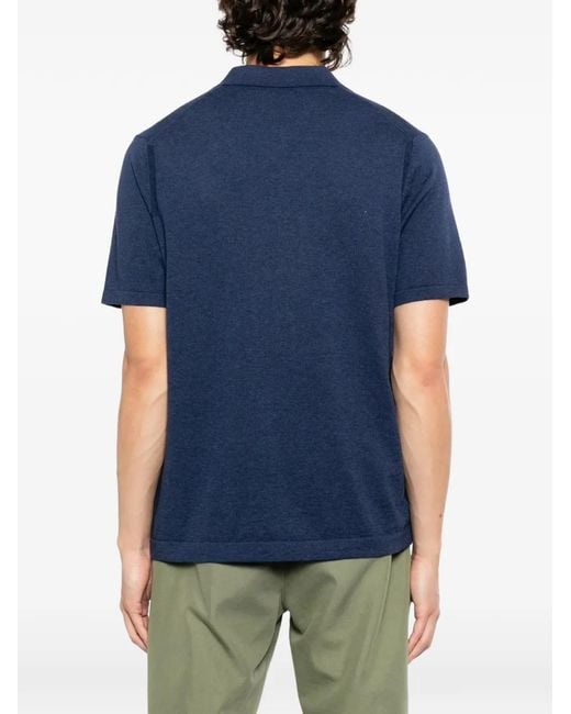 N.Peal Cashmere Blue Polo-Collar T-Shirt for men