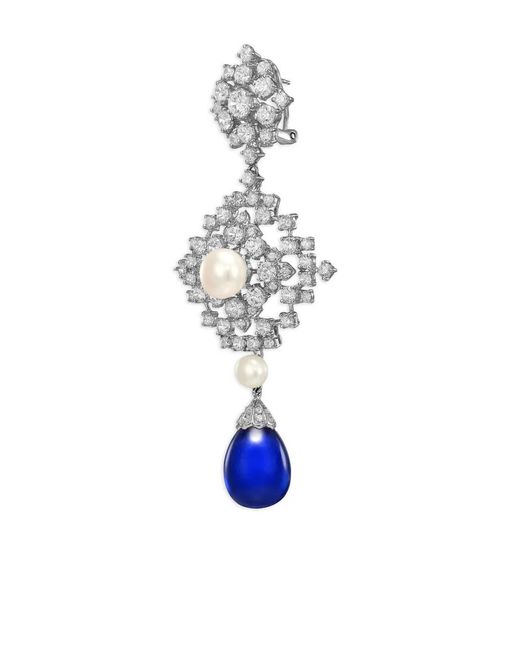 Anabela Chan Blue 14K And Rhodium Vermeil Pixelise Multi-Stone Earrings