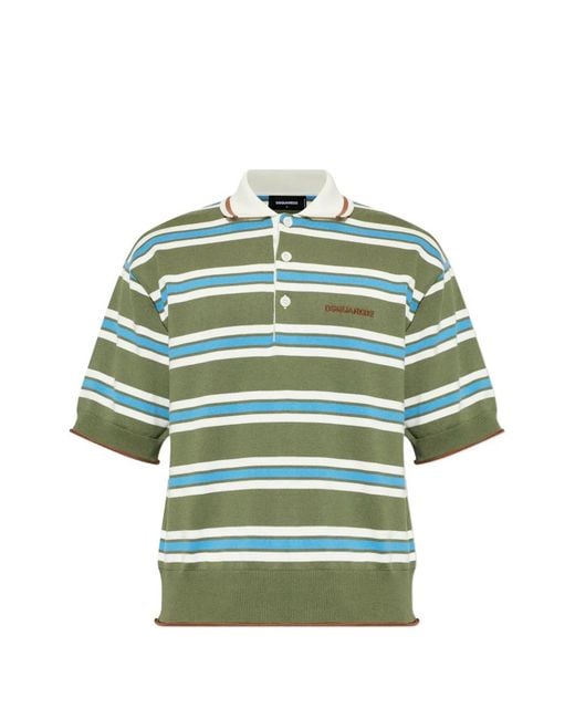 DSquared² Green Striped Polo Shirt for men