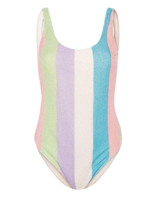 Mc2 Saint Barth Blue Striped Knitted Swimsuit
