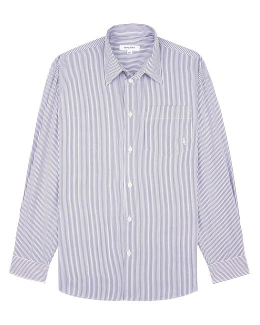 Sporty & Rich Purple Logo-embroidered Striped Shirt
