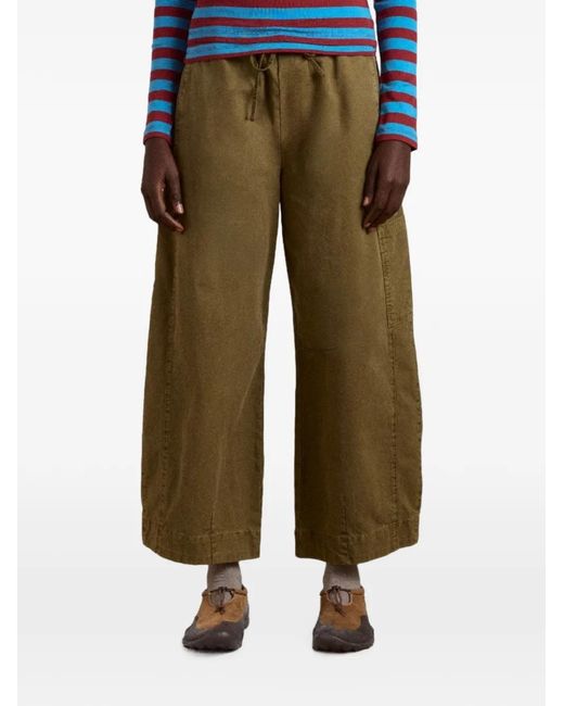 Damson Madder Green Felix Embroidered-Pocket Trousers