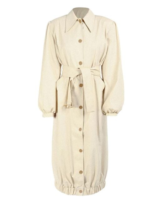 ROWEN ROSE Natural Buttonedup Belted Coat
