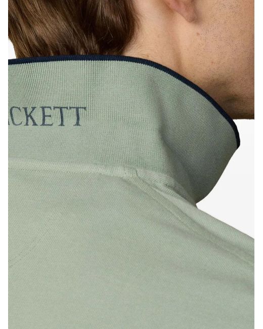Hackett Green Tipped-Trim Logo-Print Polo Shirt for men