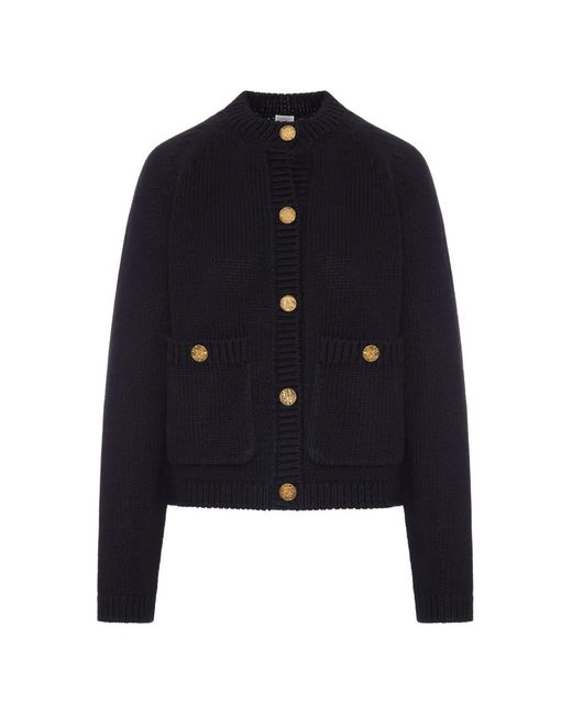 Totême Blue Button-Up Chunky-Knit Cardigan