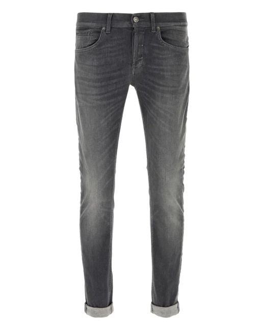 Dondup Gray Cuffed-Hem Cotton Jeans for men