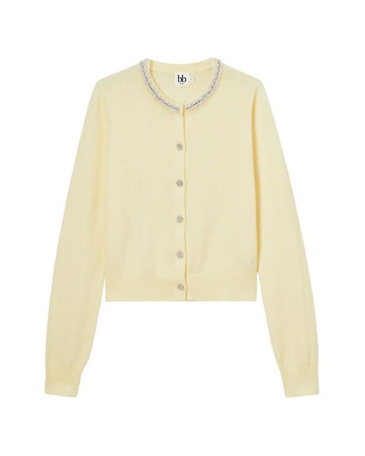 B+ AB White Faux-Pearl Embellished Cardigan