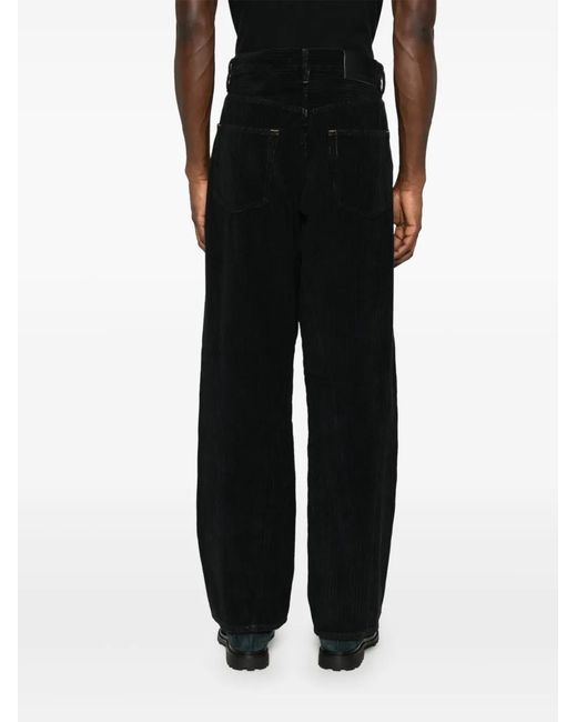 sunflower Black Cotton Corduroy Tapered Trousers for men