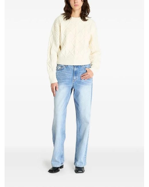 Wrangler Blue Cable-Knit Diamond-Pattern Sweater