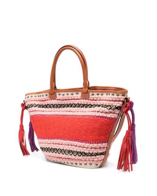 Emilio Pucci Embroidered Logo Striped Tote Bag