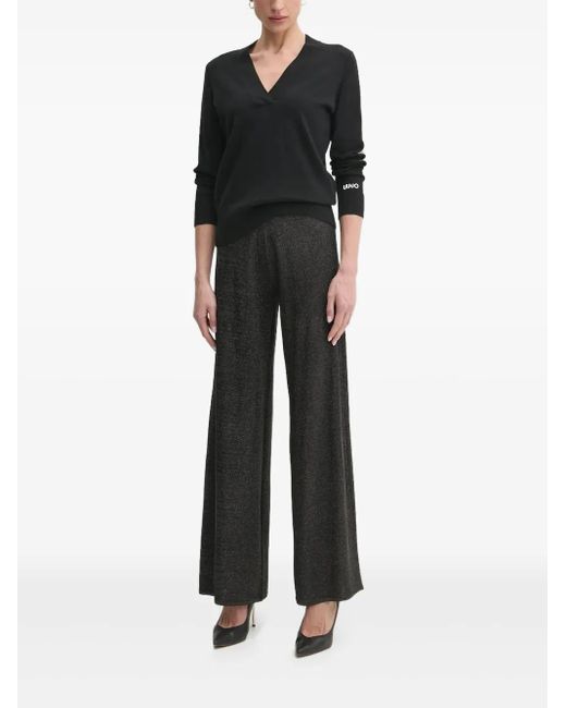Liu Jo Black V-Ausschnitt-Pullover Mit Perlenbesatz