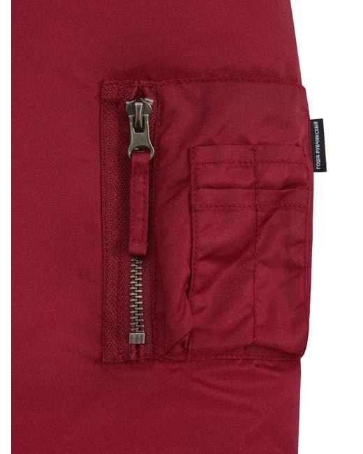 Gosha Rubchinskiy Red Padded Pocket-Detail Bomber Jacket