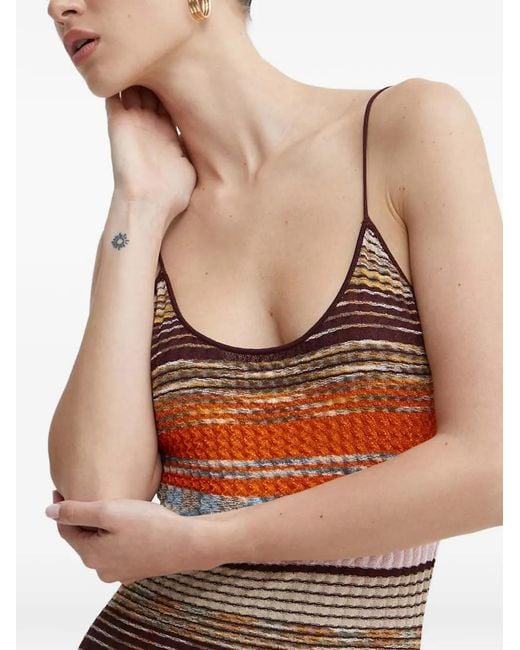 Desigual White Striped Open-Back Dress
