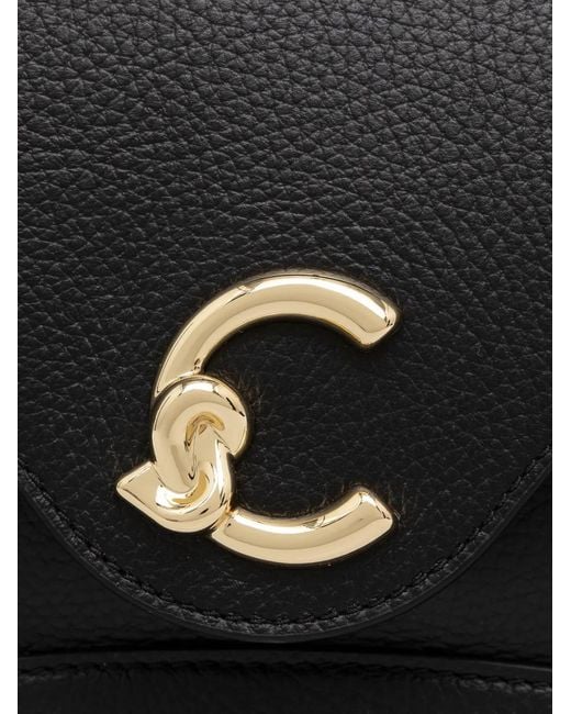 Coccinelle Black C-Me Logo-Plaque Pebbled-Leather Shoulder Bag