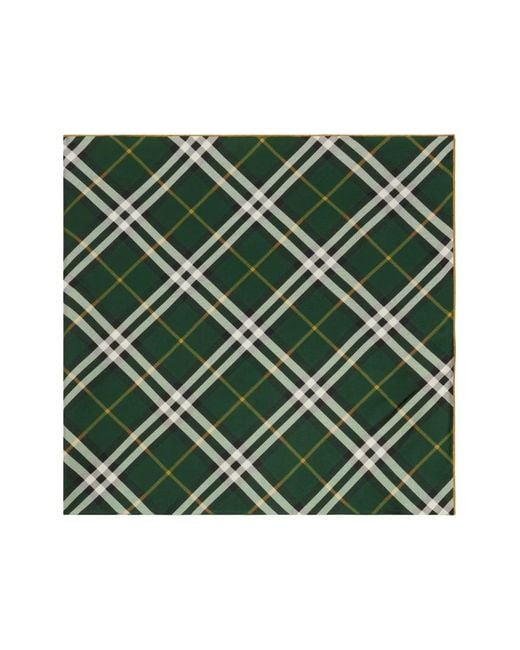 Burberry Green Checked Silk Scarf