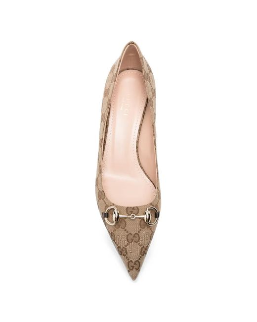 Gucci Natural Monogram-Pattern Pumps