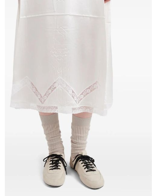 Prada White Batiste Embroidered Midi Dress