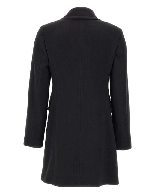Kaos Black Single-Breasted Flap-Pocket Coat