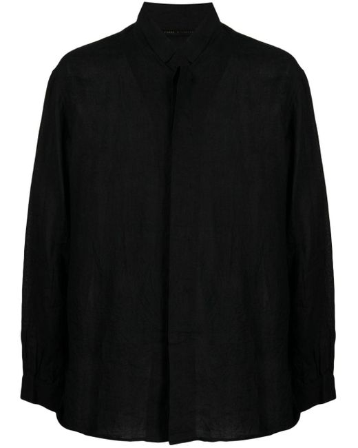 Forme D'expression Black Concealed-fastening Virgin-wool Shirt for men