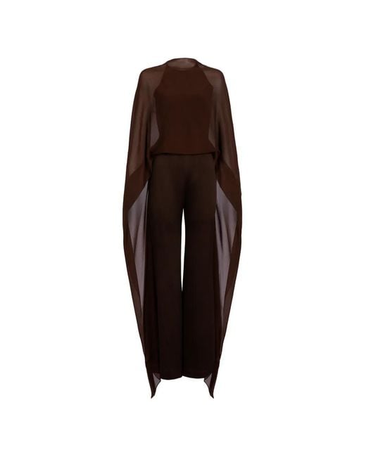 Silvia Tcherassi Brown Ligia Cape-Detail Jumpsuit
