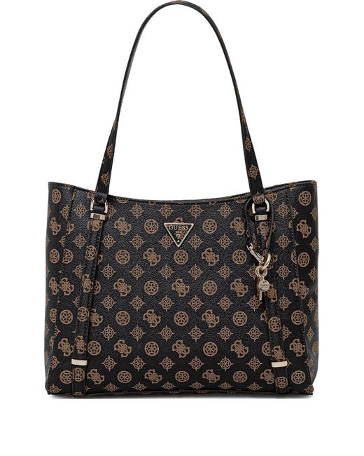 Guess Black Monogram Charm Tote Bag
