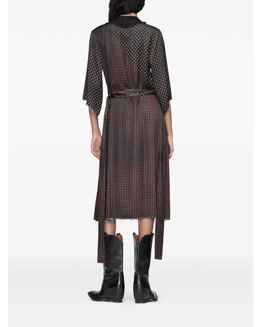Maison Margiela Black Robe Mi-Longue À Taille Ceinturée