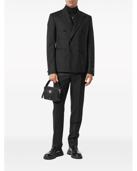 Versace Barocco Blazer Van Lurex Met Enkele Rij Knopen in het Black voor heren