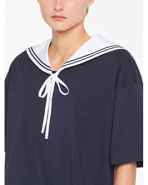 Miu Miu Blue Sailor-collar Cotton Top