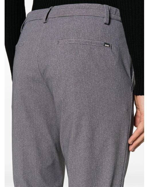 Boss Gray Check-print Tailored Trousers for men