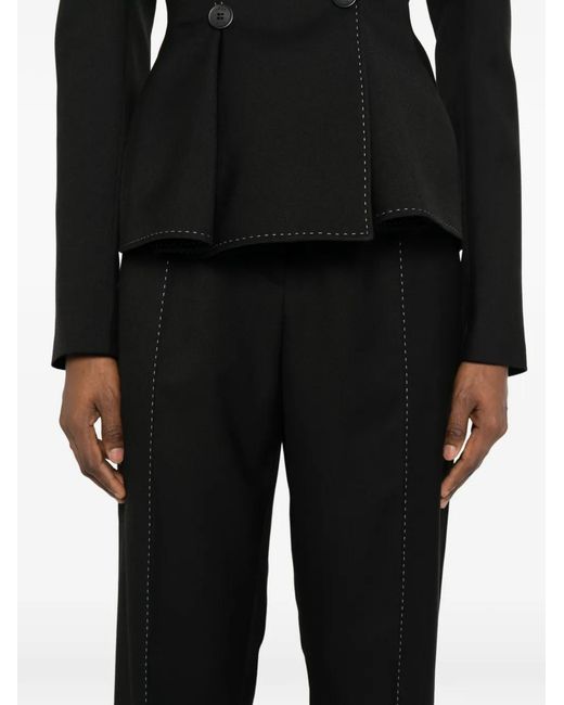 Nissa Black Dotted-Seam Trousers