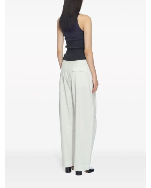 Studio Nicholson White Pleat-Detail Straight-Leg Trousers
