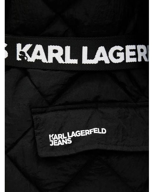 Karl Lagerfeld Black Hooded Quilted Coat