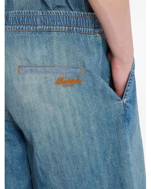 Pantalones vaqueros cortos con efecto desgastado Balmain de hombre de color Blue